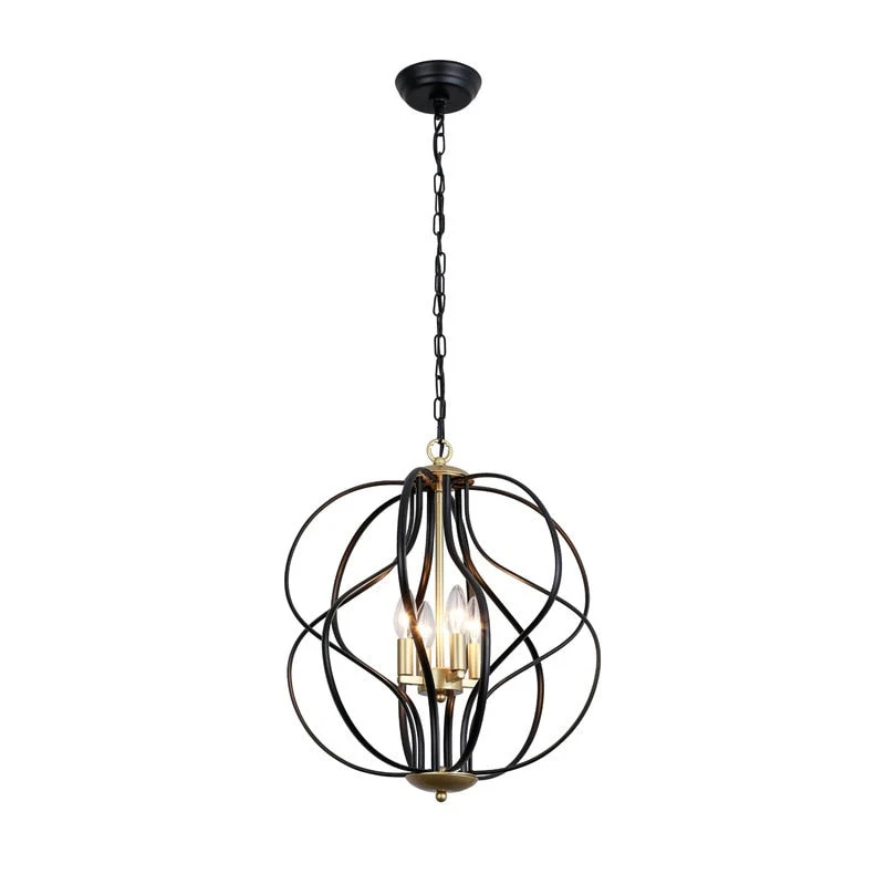 Maxax 4 - Light Unique Geometric Chandelier Wrought Iron Accents - 17.7*17.3*17.3