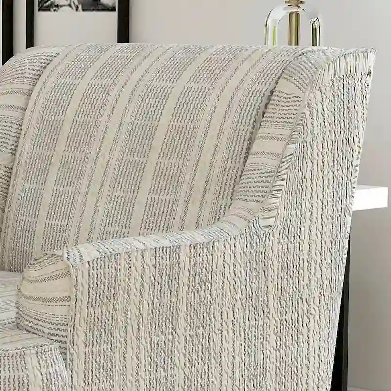 Binick Transitional Multi-color Chenille Stripe Pattern Armchair by