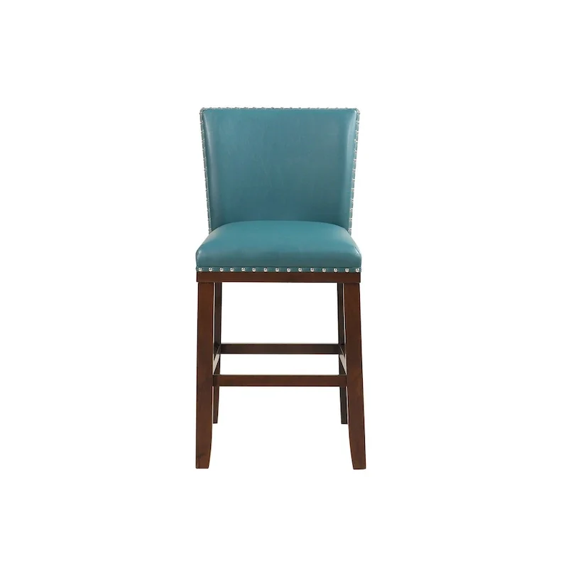 Wood and Faux Leather Bar Stool
