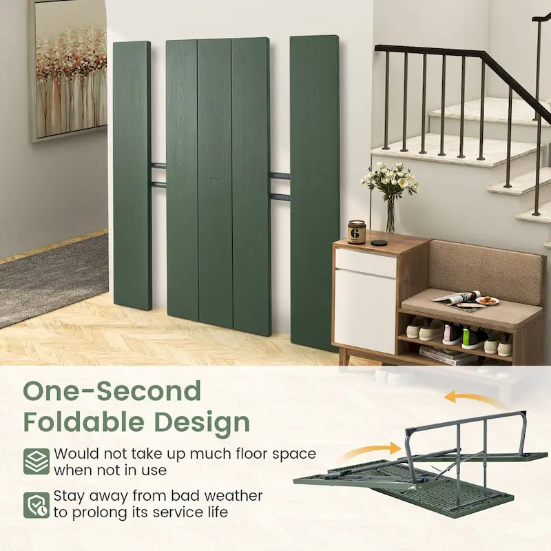 Gymax Folding Picnic Table w/ 2 Benches 6 FT Camping Table Set w/