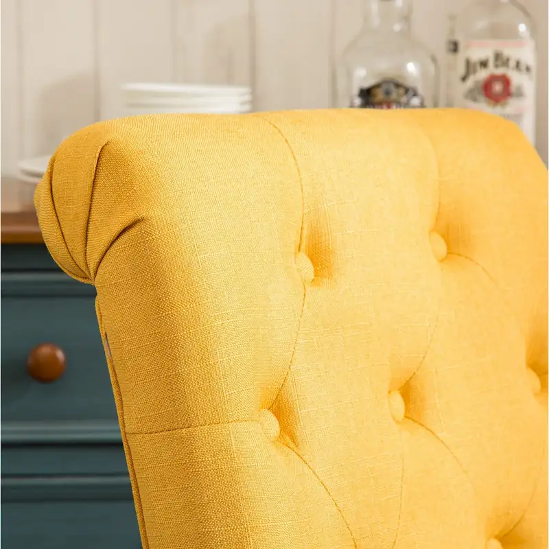 Roundhill Amonia 7-piece Dining Set, Turned-Leg Dining Table with 6 Tufted Chairs