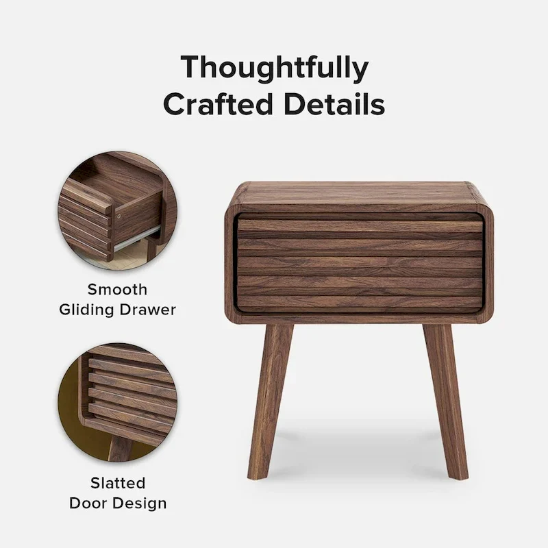 Mopio Ensley Night Stand, Side Table, End Table, Mid Century Modern Nightstand, Bedside Tables, Small Nightstand with Drawers