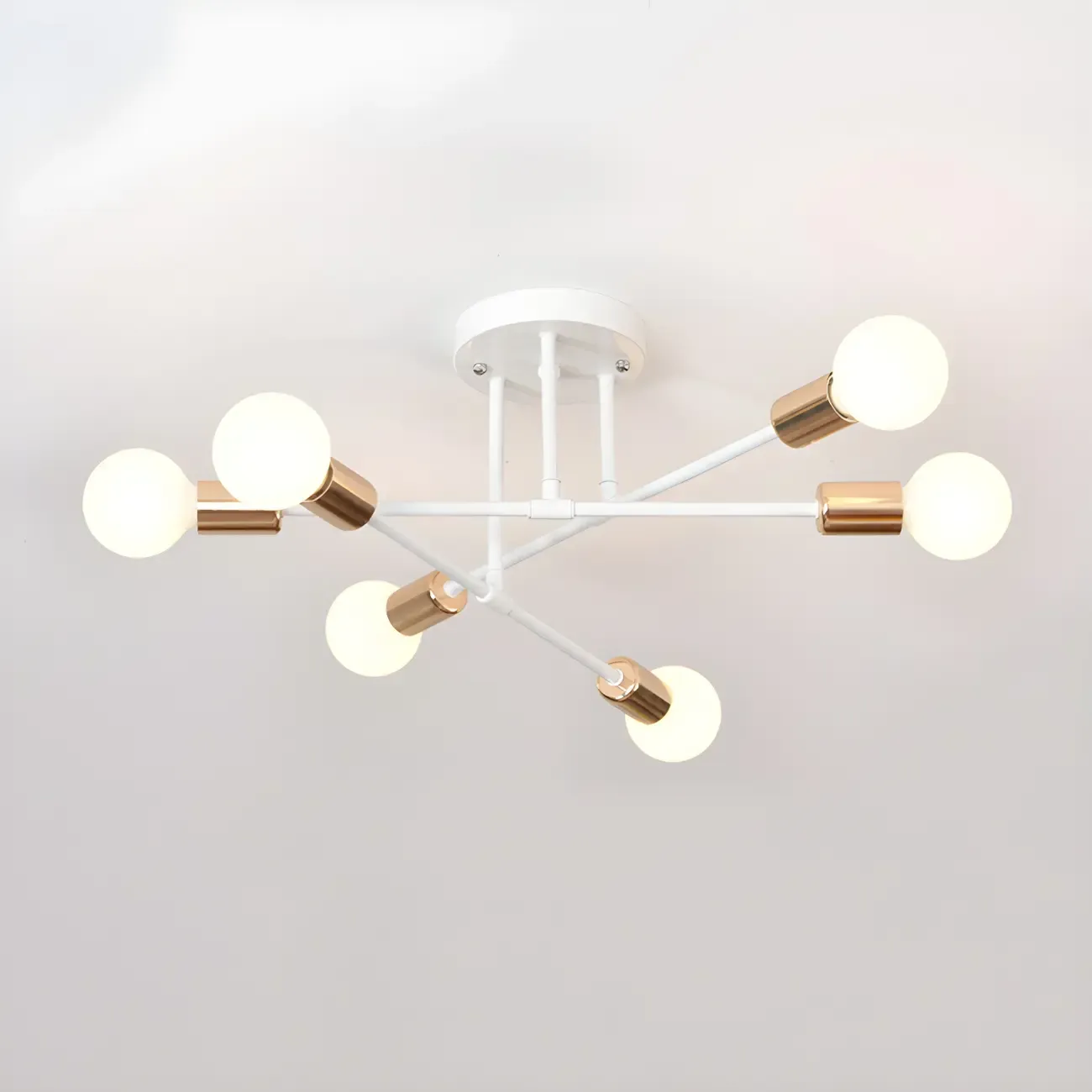 Industrial Linear Sputnik Semi Flush LED Ceiling Light