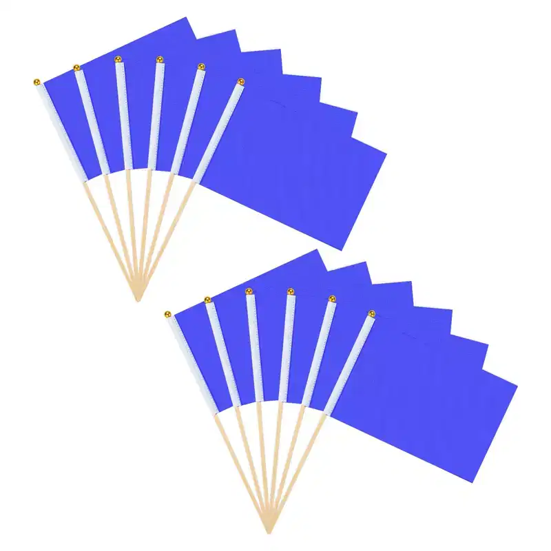 Unique Bargains Mini Sublimation Polyester Hand Held Plain Flags 12 Pcs