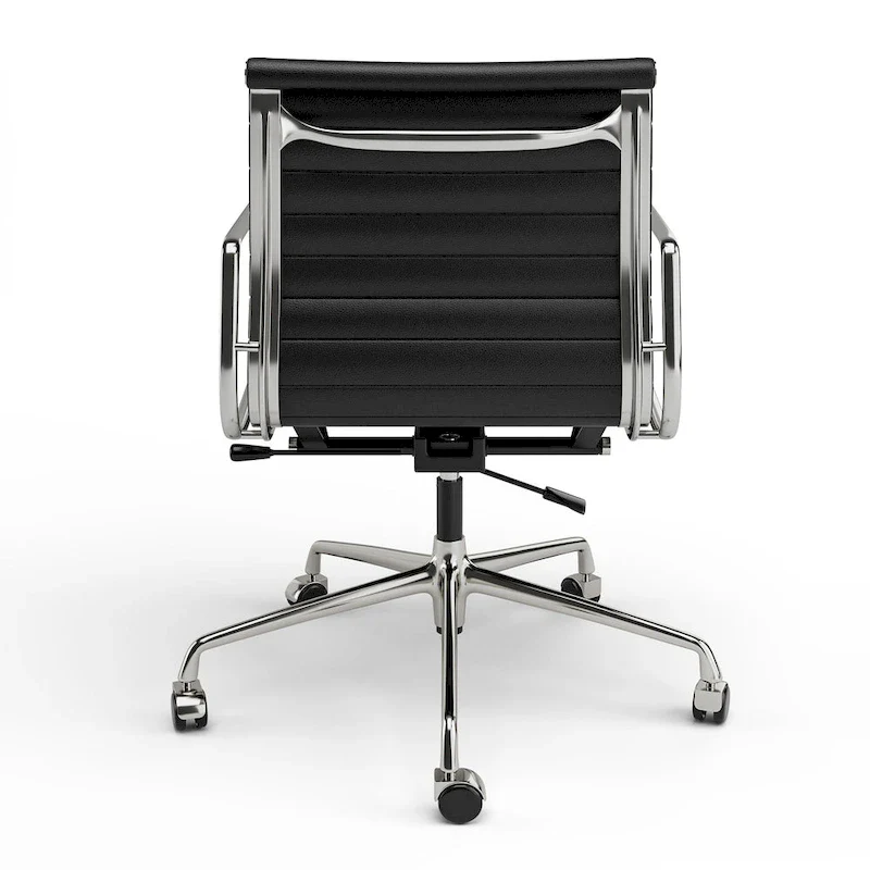 Low Back Genuine Leather Ergonomic Computer Ribbed Office Chair