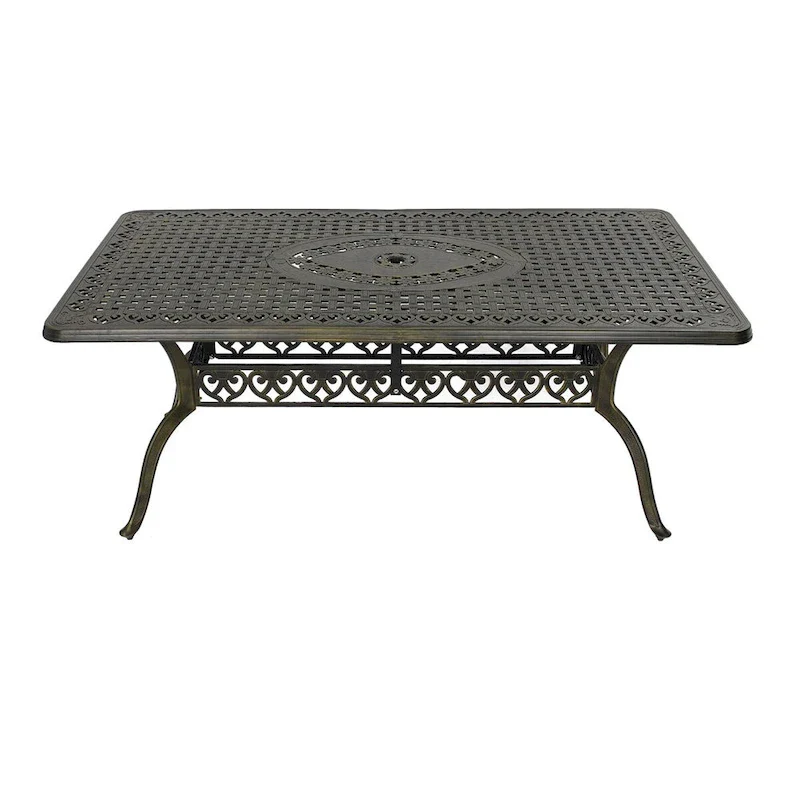 71 Elegant Hollowed Out Cast Aluminum Rectangular Table-Antique Bronze