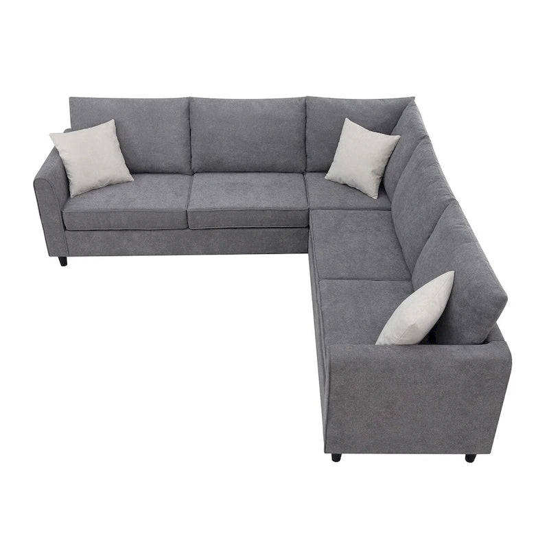 91-inch Modern L-shaped Upholstered Sectional Sofa with Three Pillows - 91W x 91D x 33.5H