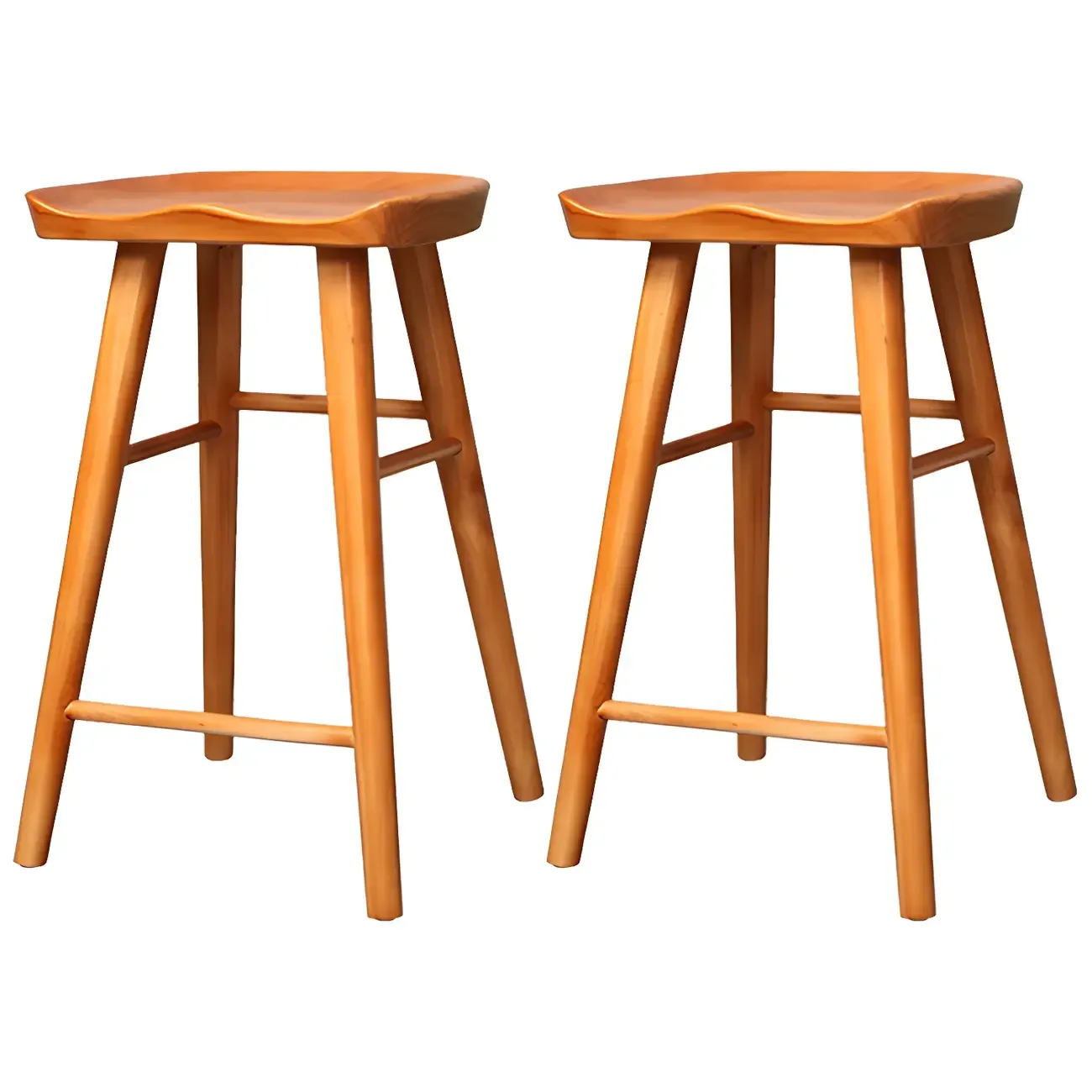 Counter Height Backless Wooden Industrial Bar Stools