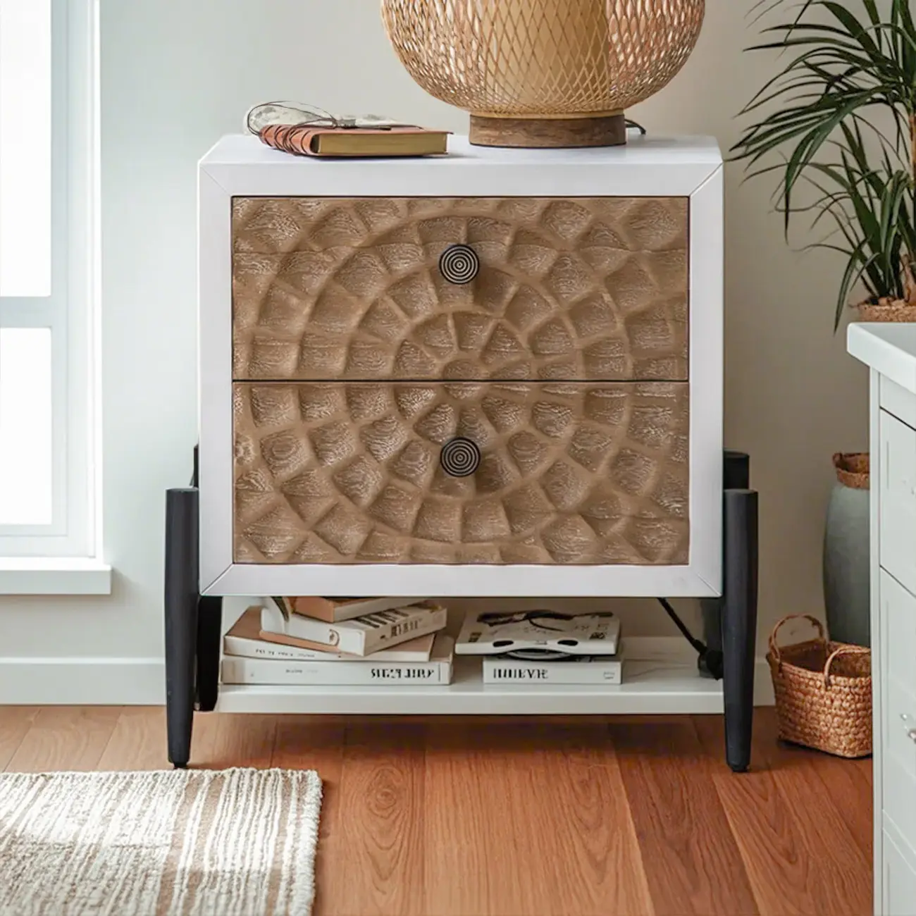 Rustic Accent Cabinet for Sitting Room with Natural Finish