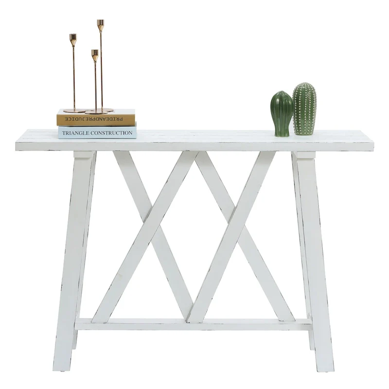 Farmhouse White Console and Entry Table - 32.5 H x 47.9 W x 15 D
