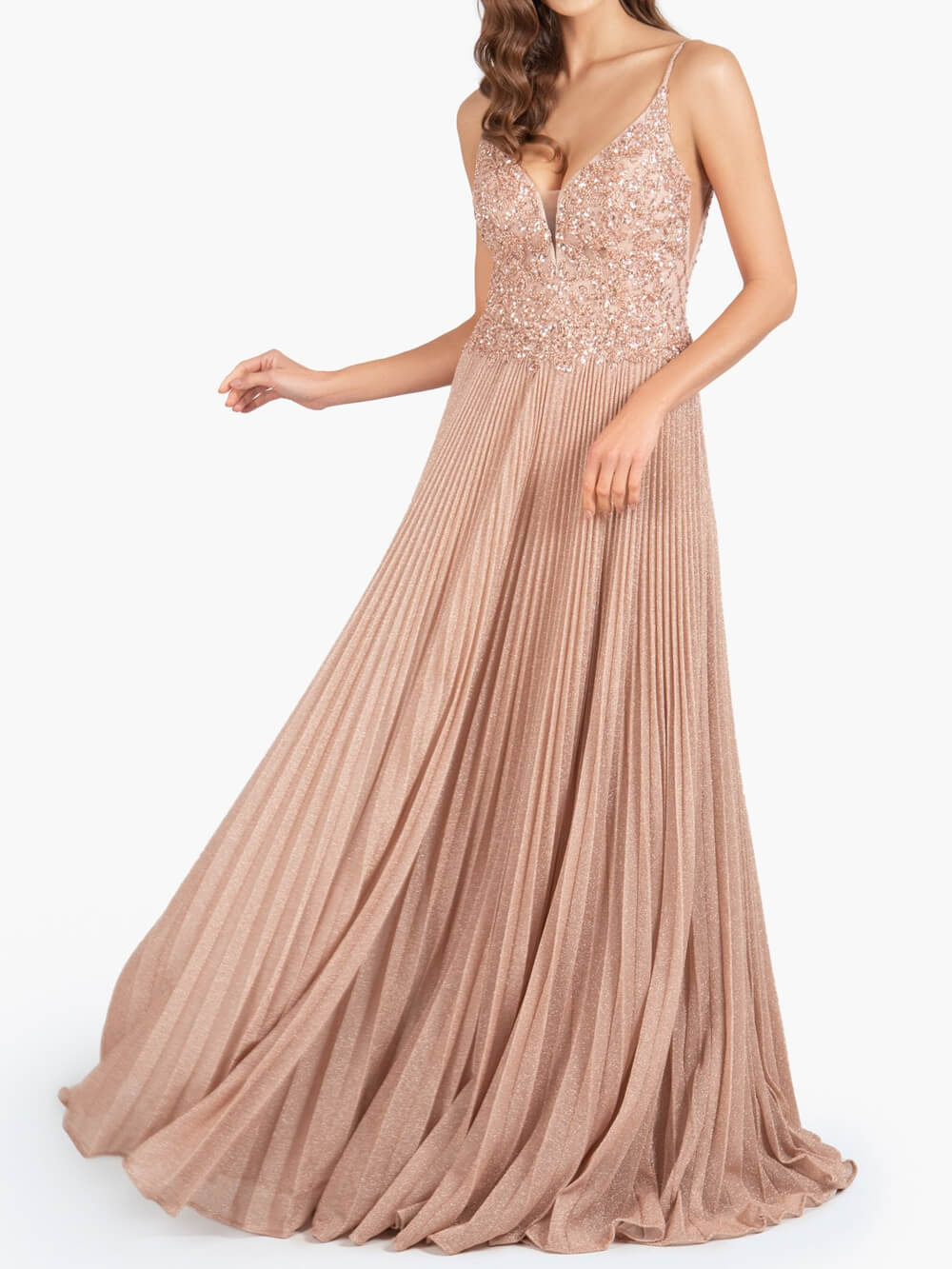 Rose Pink A-line Floor Length Glitter Jersey Prom Dress with Appliques and Sequins