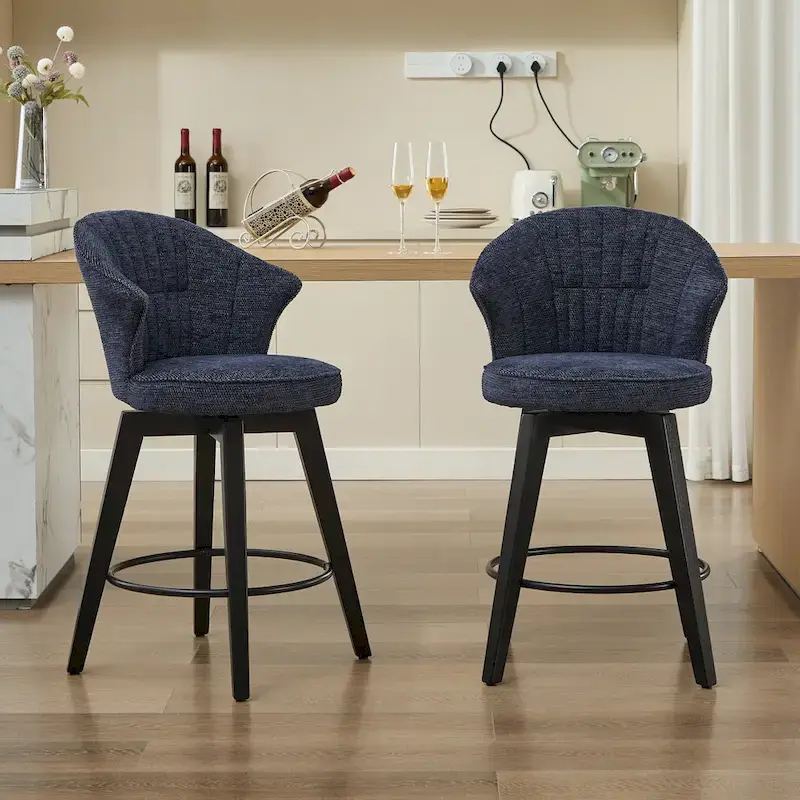 25-Inch Wing Back Swivel Counter Height Bar Stool with Chenille Upholstery