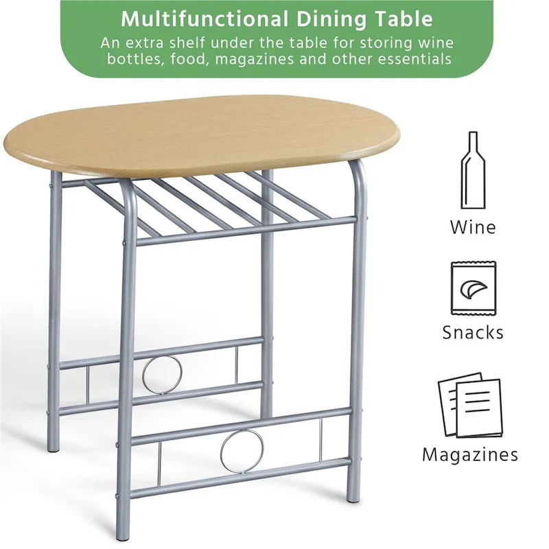 Yaheetech Modern Round Dining Table Set, 3 Piece Dining Room Sets