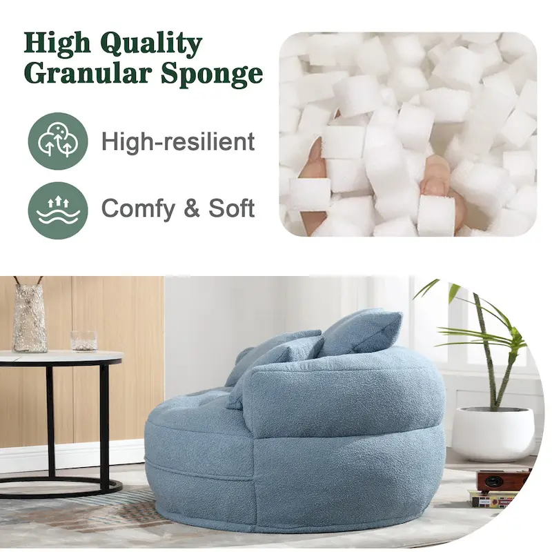 Oversized Round Fabric Lounge Chair with Curved Back