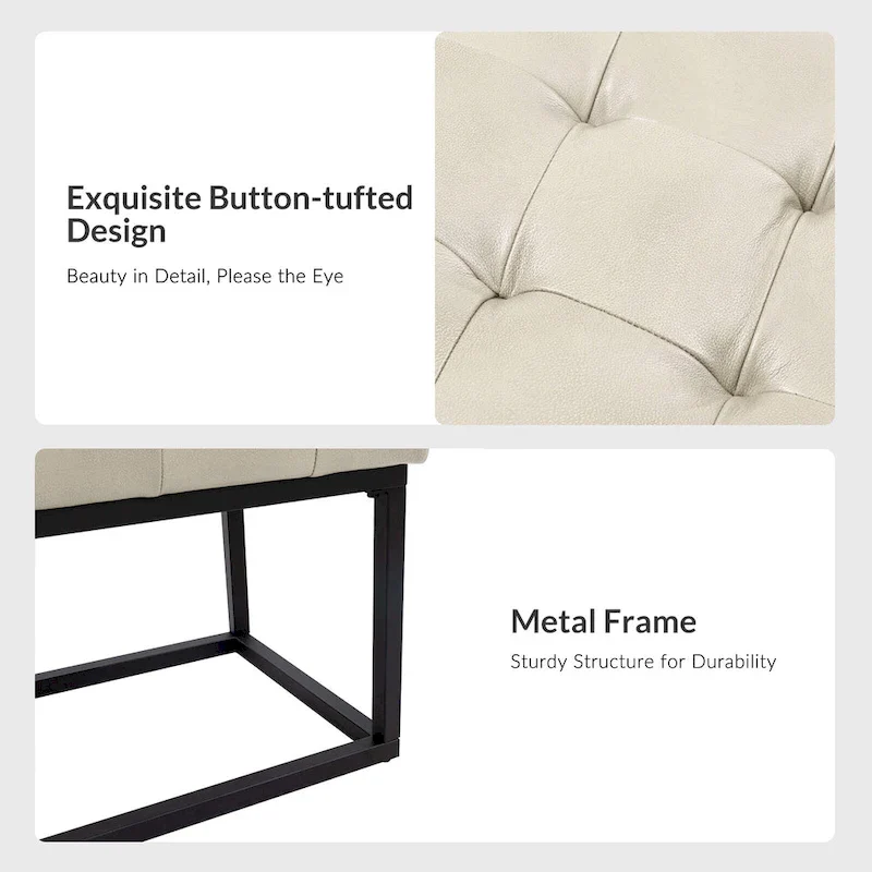 Classic Genuine Leather Bedroom Bench