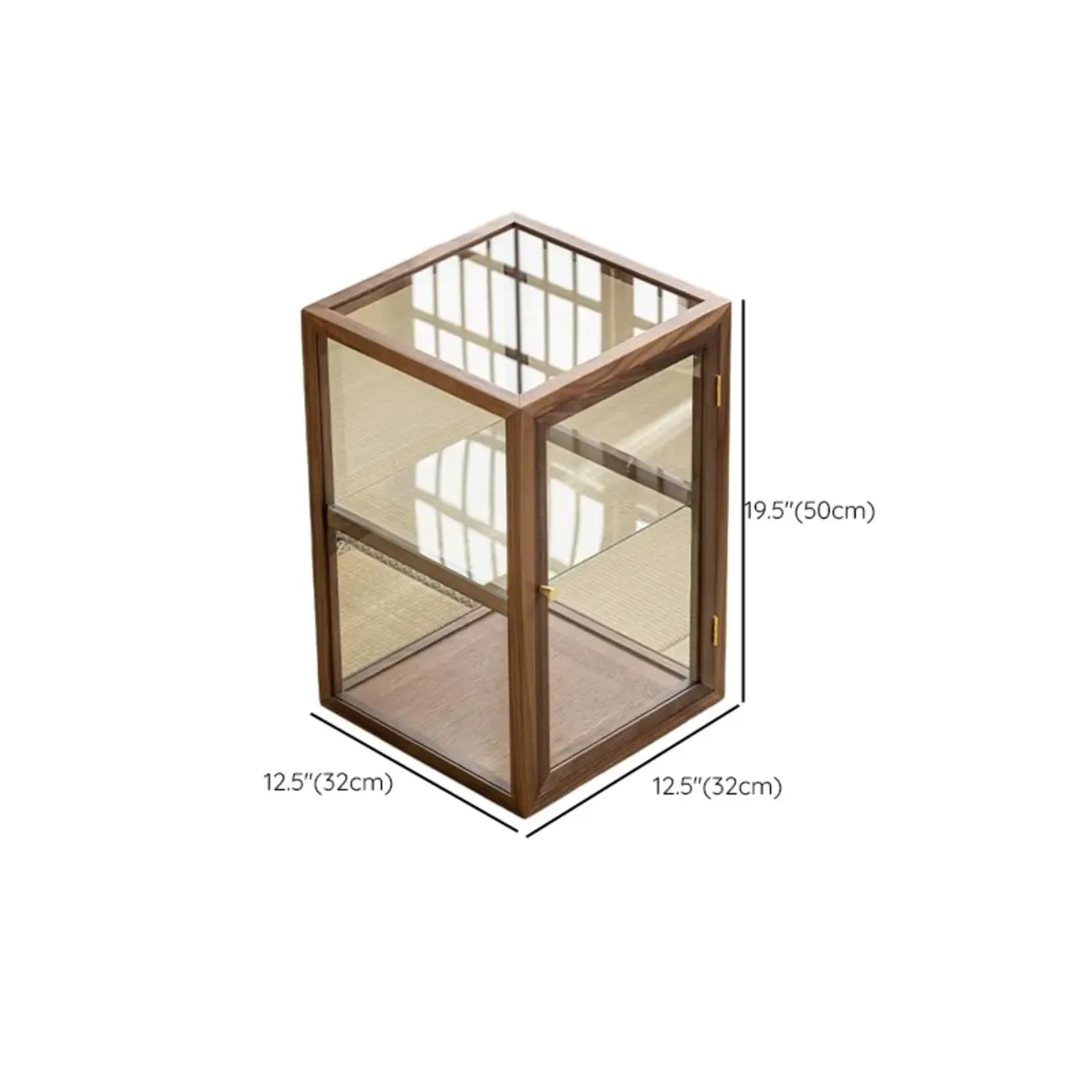 Modern Brown Wood Curio Cabinet with Glass Shelves
