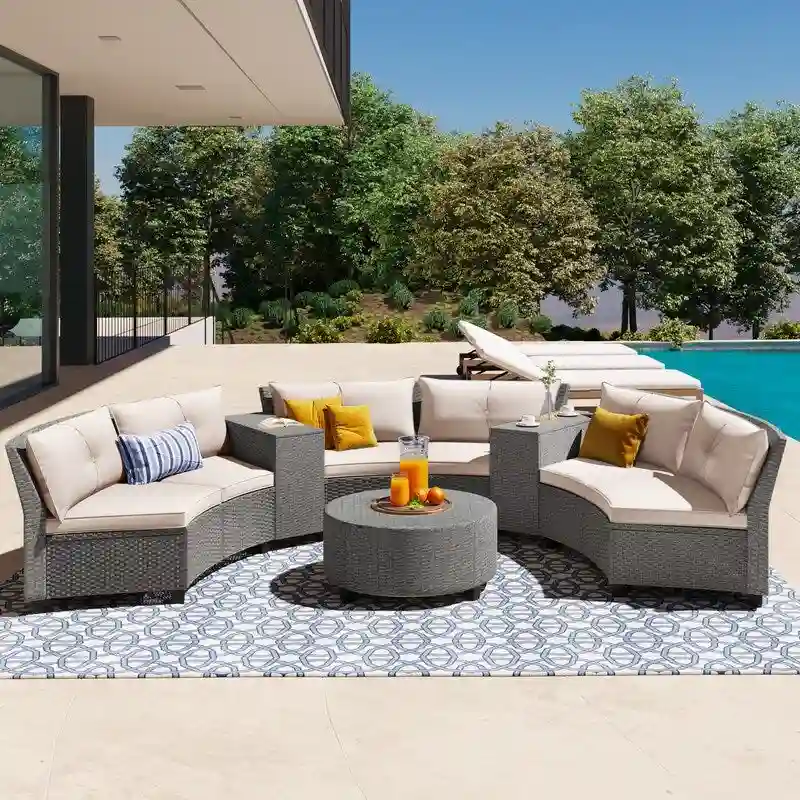 9 Pieces Patio Furniture Set Outdoor Sectional Sofa Outdoor Furniture Set Patio Sofa Set Conversation Set with Cushion and Table