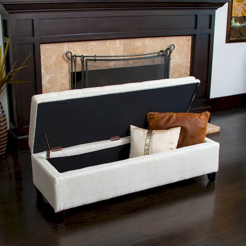 Brighton Tufted Linen Storage Bench by Christopher Knight Home