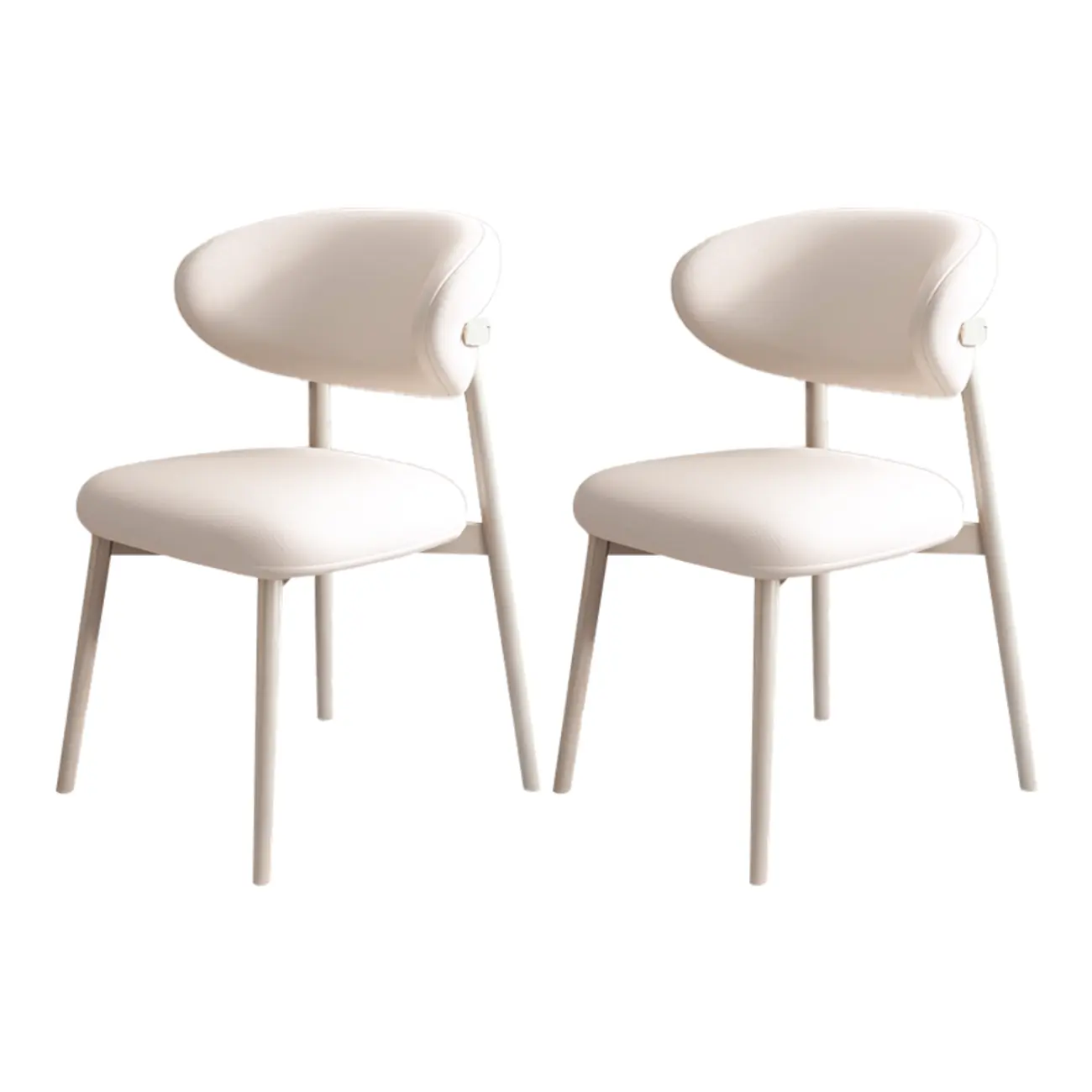 Modern Leather Wood Dining Chair Set of 2