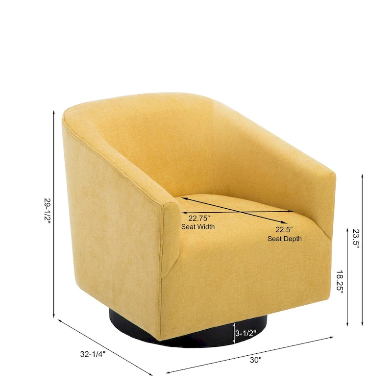 Barrel Back Swivel Chair with Wood Base