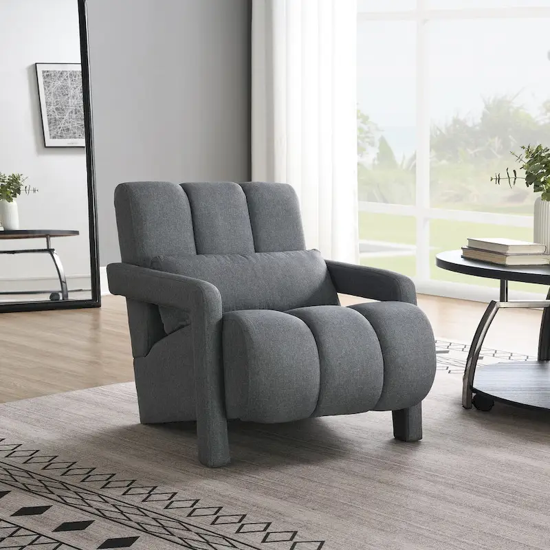 28H Modern Upholstered Accent Chair with a Pillow