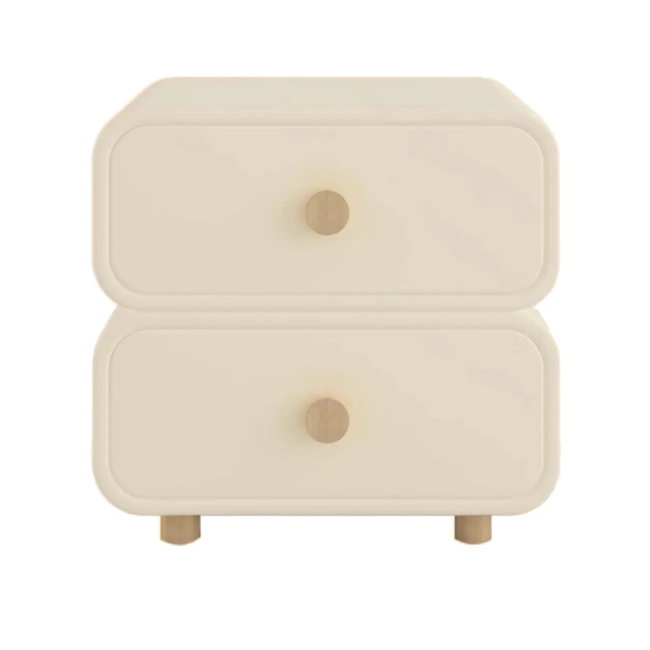 Bedroom Off-White Wooden Two Drawer Nightstand