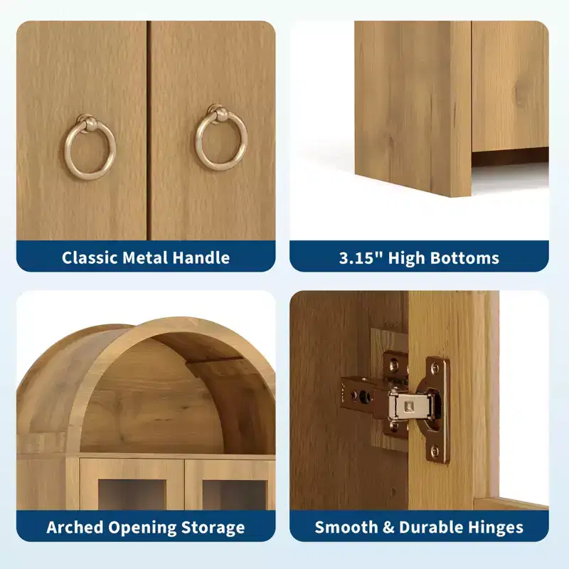Arched Kitchen Pantry Cabinet with a Hidden Drawer, Arched Kitchen Pantry Cabinet for Living Room, Dining Room