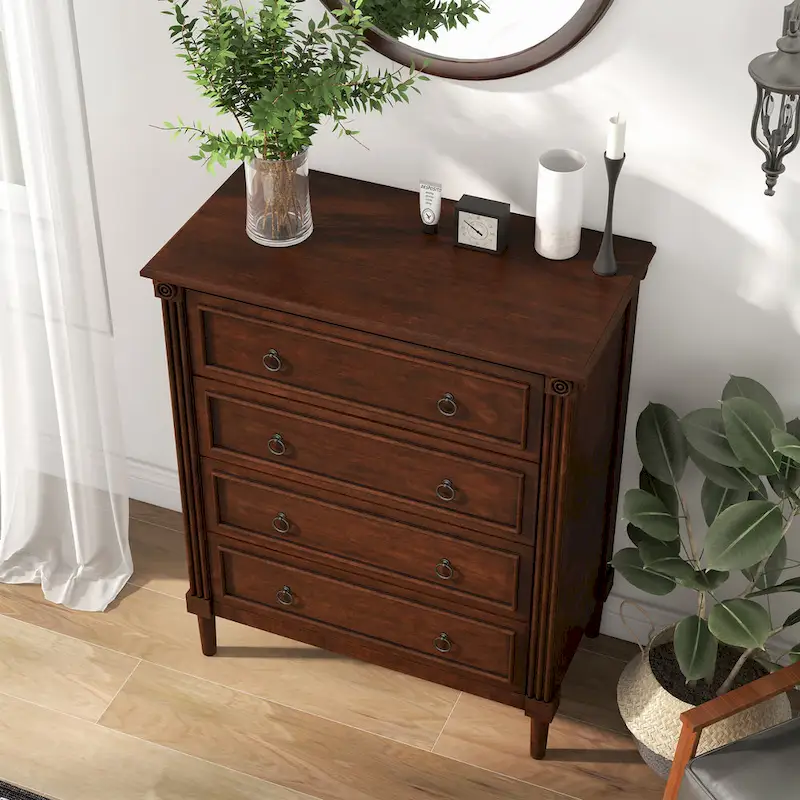 Joneigh Traditional Solid Wood 4-Drawer Chest by