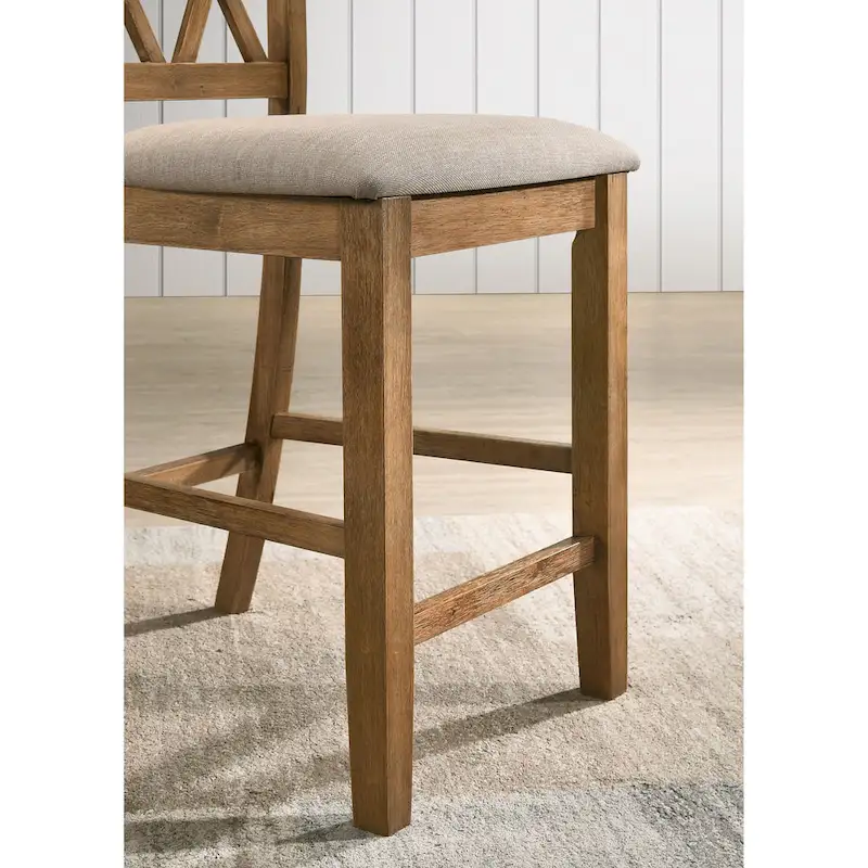 Counter Height Dining Table Set, 5 Piece Round Kitchen Dining Table Set with Round Table and 4 Upholstered Dining Chairs