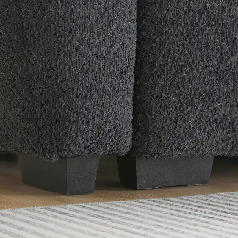 100 L-Shaped Sofa Boucle Fabric Couch with Movable Ottoman