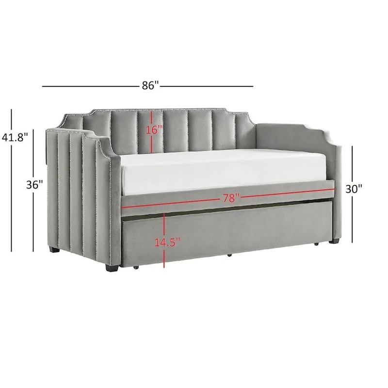 Chareau Glam Grey Velvet Daybed by iNSPIRE Q Modern