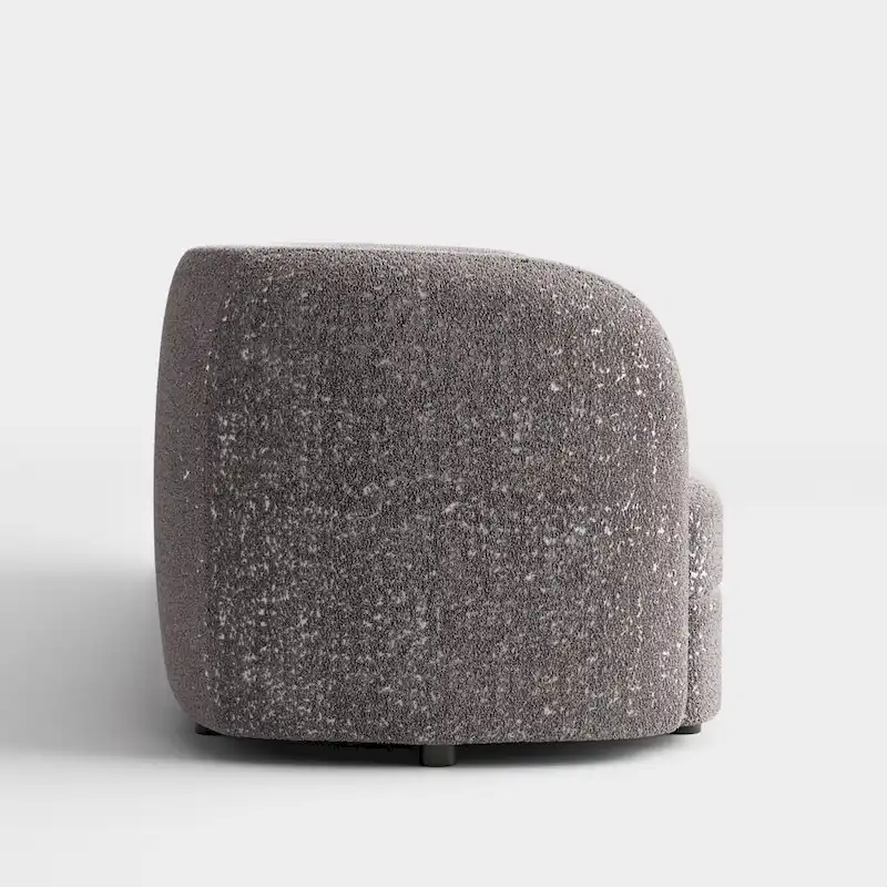 Modern Curved Arms Boucle Sofa with Kidney Style Seat