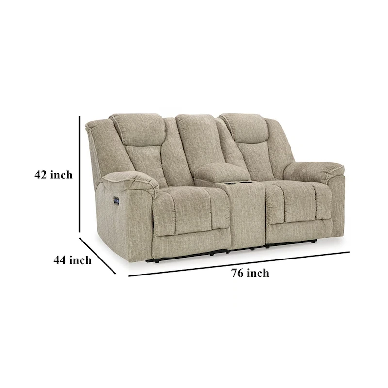Marsh Power Reclining Loveseat, Adjustable Headrest LED, Beige 76 Inch