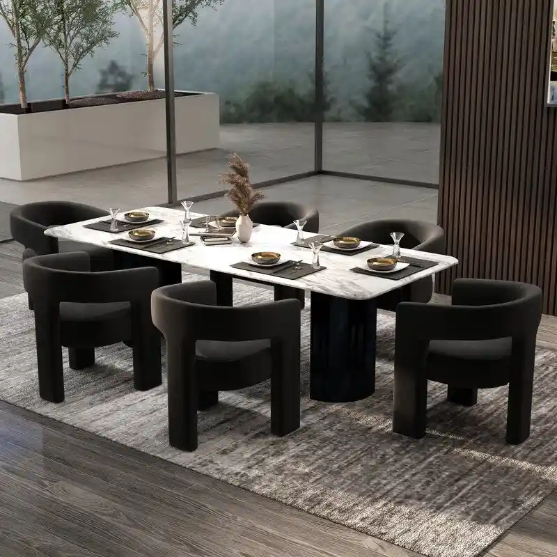 SEYNAR Modern Glam Velvet Upholstered Dining Chair, Open-Back Accent Chair Set of 6