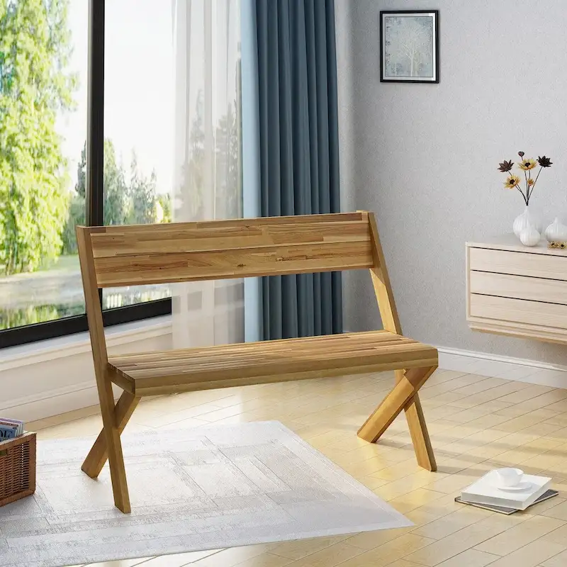 Farmhouse Acacia Wood Bench by Christopher Knight Home