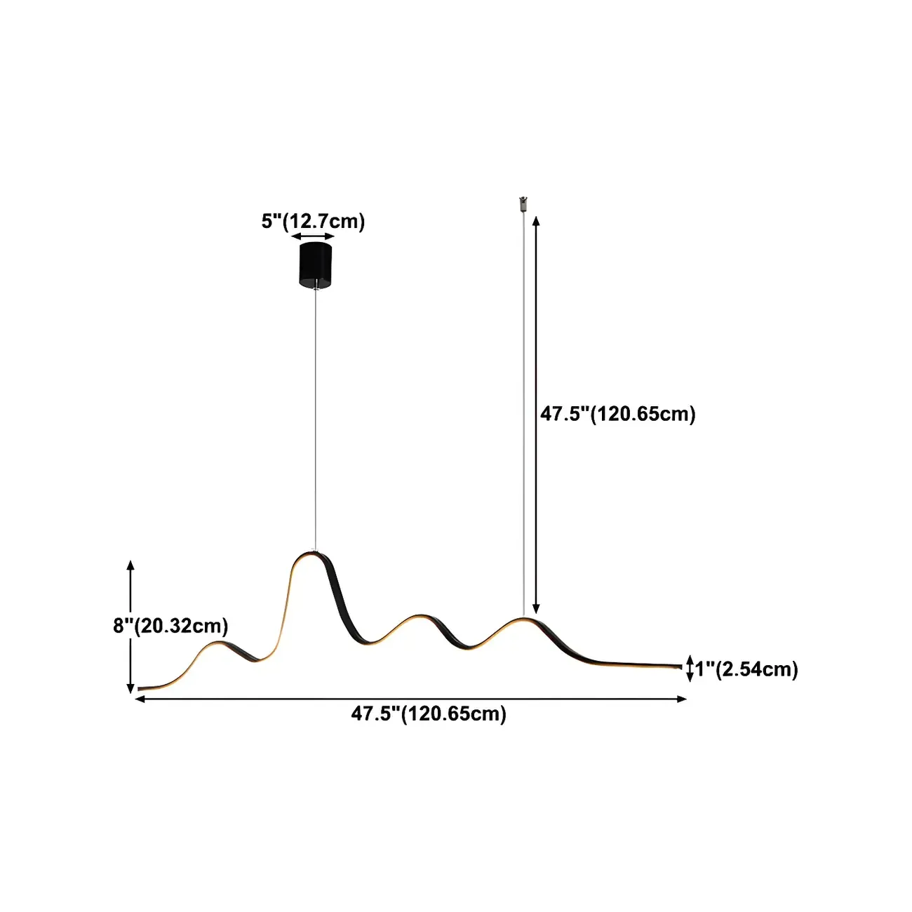 Artistic Black Linear Adjustable Island Pendant Light