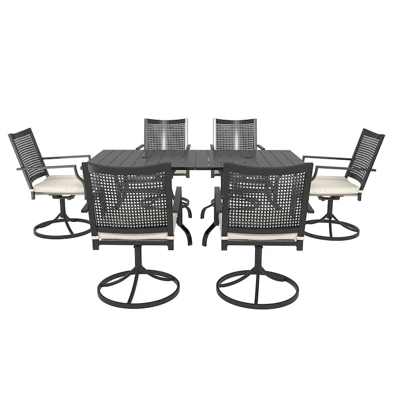 Steel square dining table with chair (set of 6)
