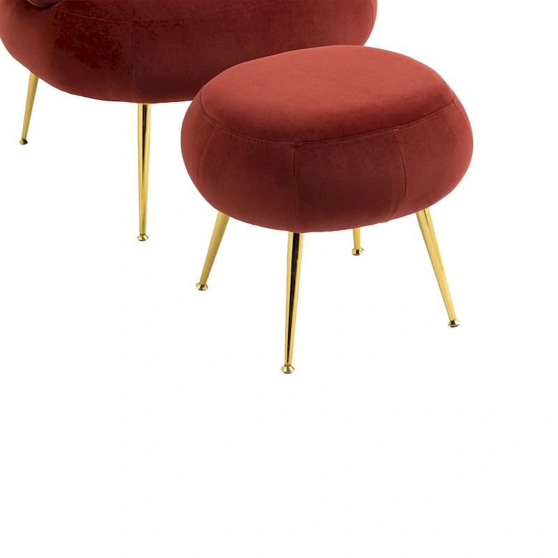 Wine Red Modern 29.1 Barrel Chair with Ottoman