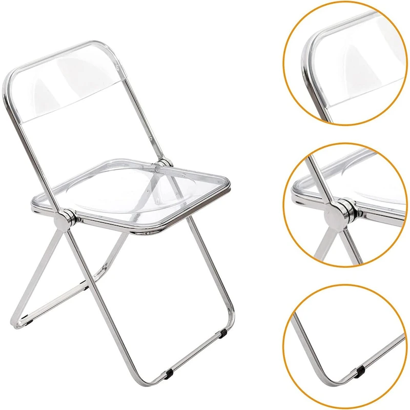 Modern Acrylic Stackable Folding Dining Chair (Set of 2) Transparent