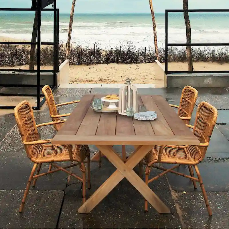 Chic Teak Cross Teak Wood Indoor/ Outdoor Dining Table 87