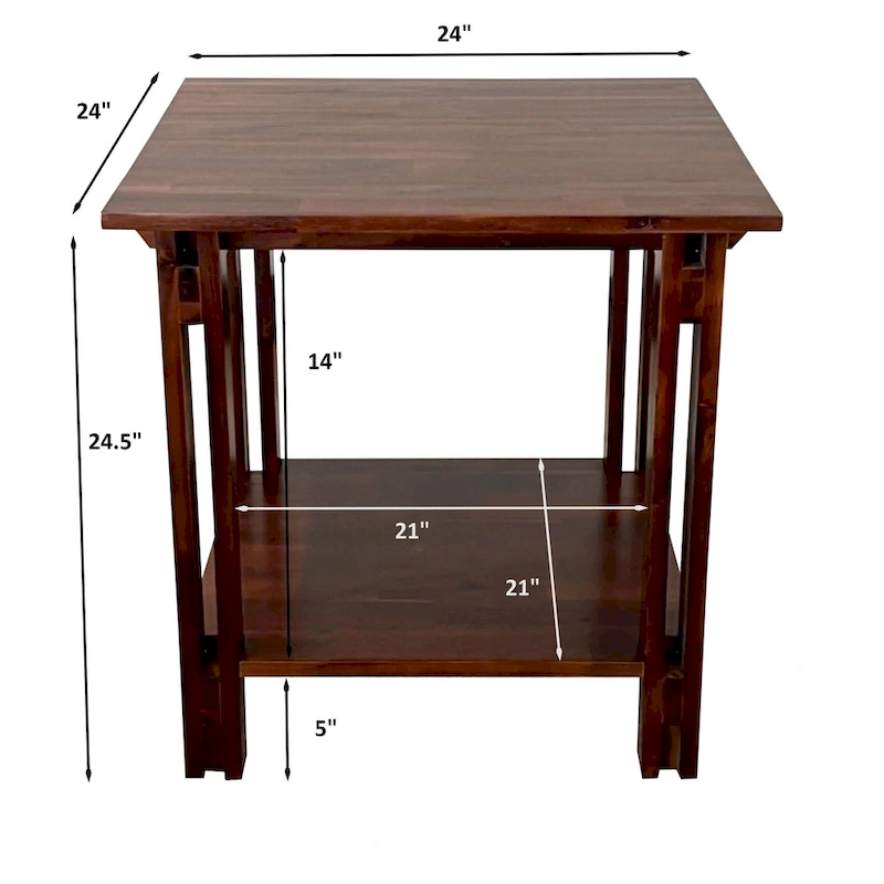 Acacia Wood Architectural End Table with Shelf