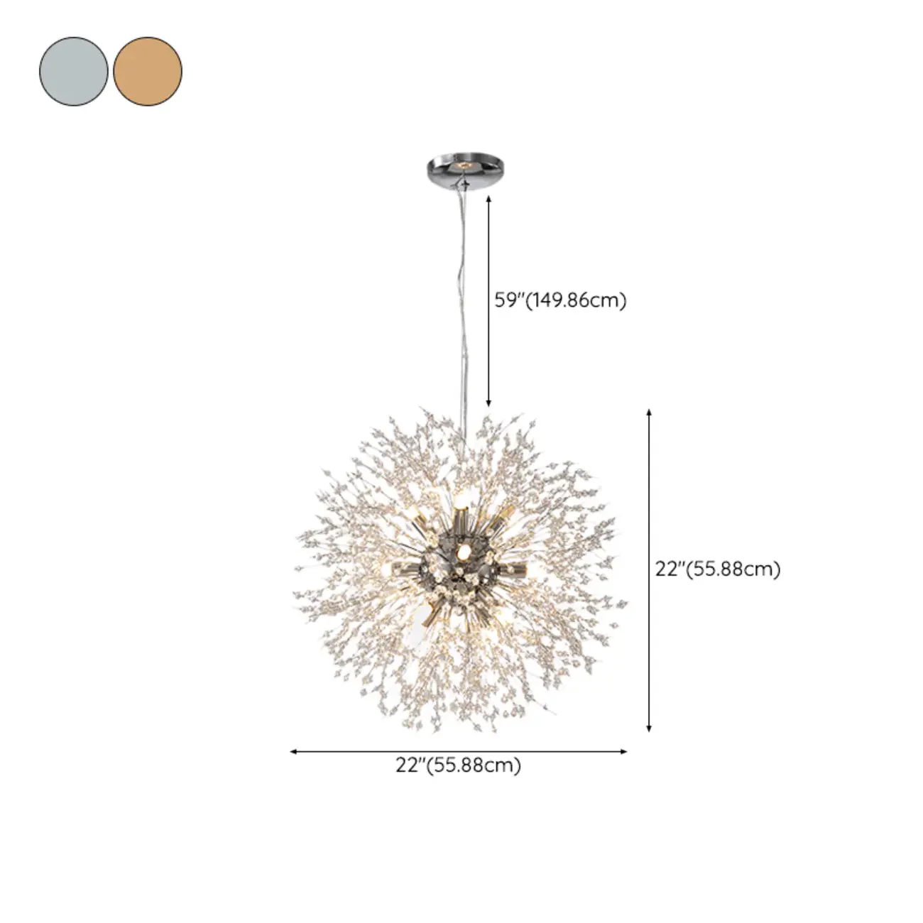 Modern Crystal Globe Chandelier with Starburst Design