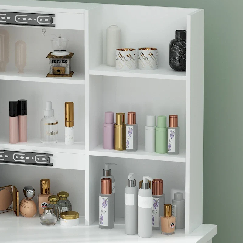 Vanity Set Dressing Table w/Lighted Makeup Mirror and Charging Station