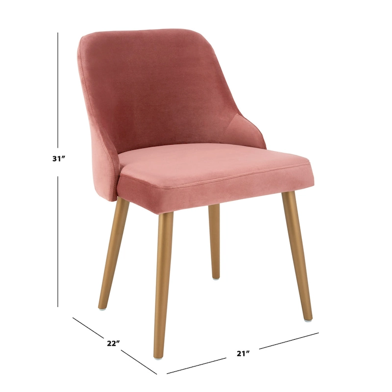 SAFAVIEH Nobie 18.3  Upholstered Dining Chair - Grey / Gold (Set of 2) - 21  x 22  x 31  - 21Wx22Dx31H