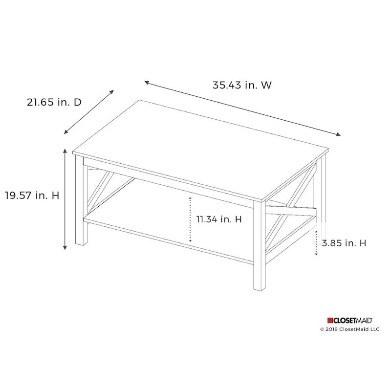 The Gray Barn Xanadu Hill X-frame Two-tier Coffee Table with Shelf