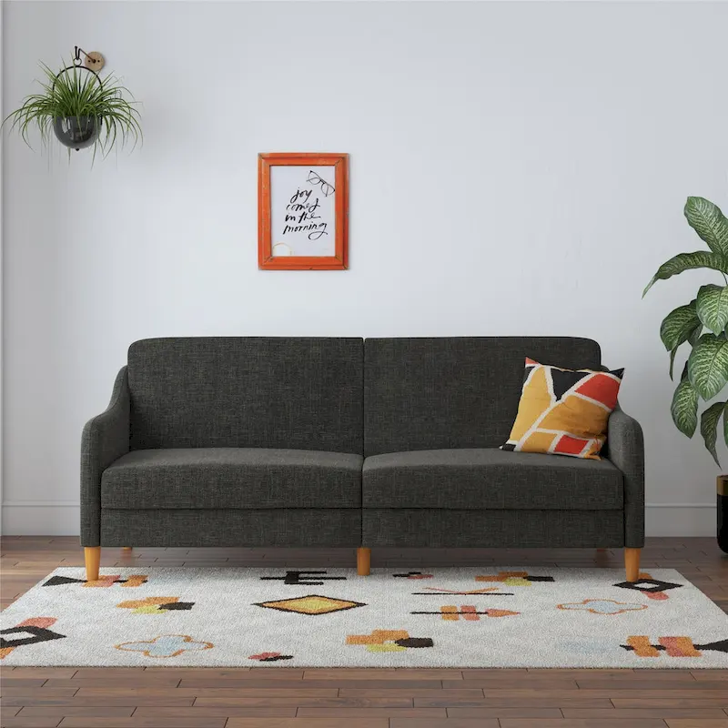 Convertible Coil Futon with Linen Upholstery