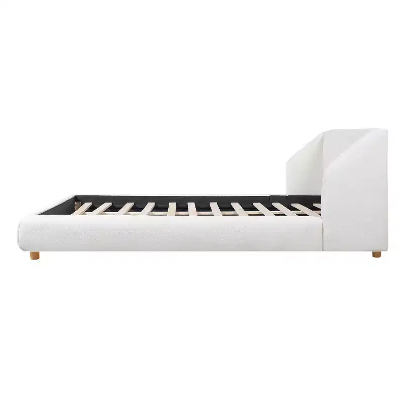 Christopher Knight Home Sade Modern Wooden Boucl Upholstered Bed Frame with Extra-Wide Wingback Headboard