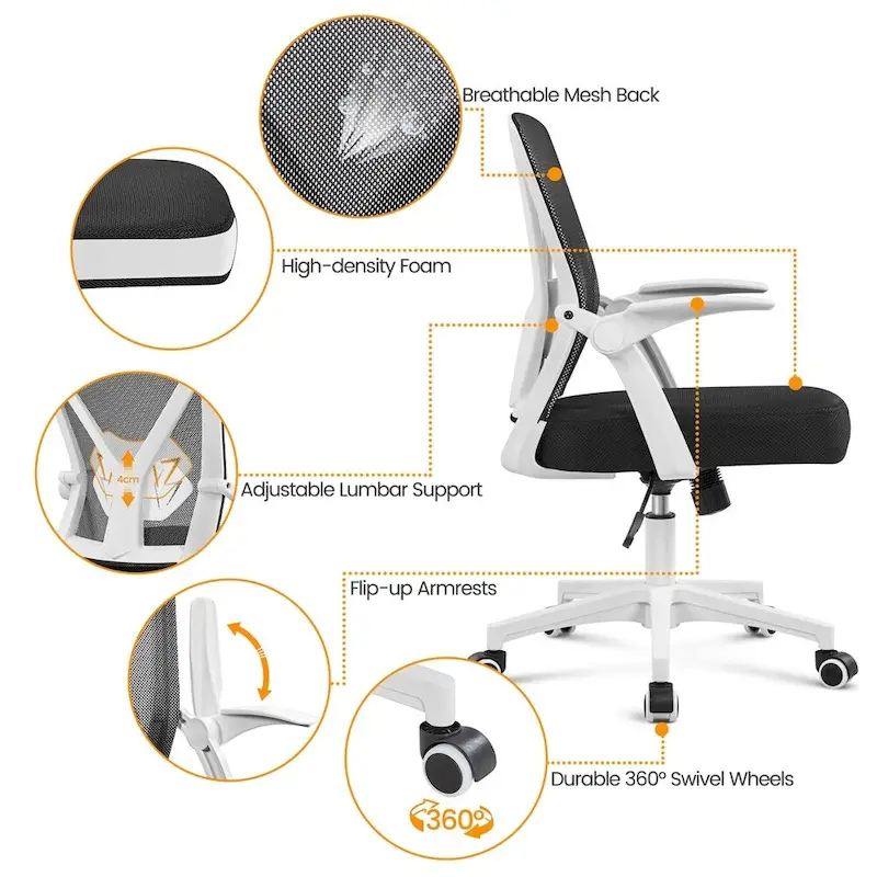 Mesh Office Chair with Flip-up Armrests