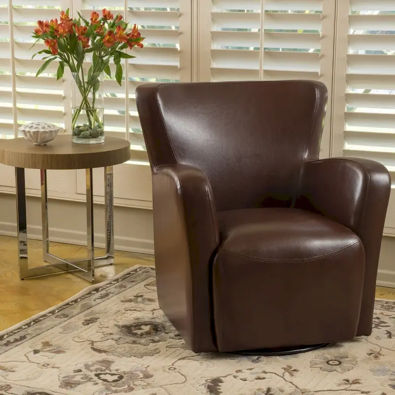 Angelo Bonded Leather Wingback Swivel Club Chair by Christopher Knight Home