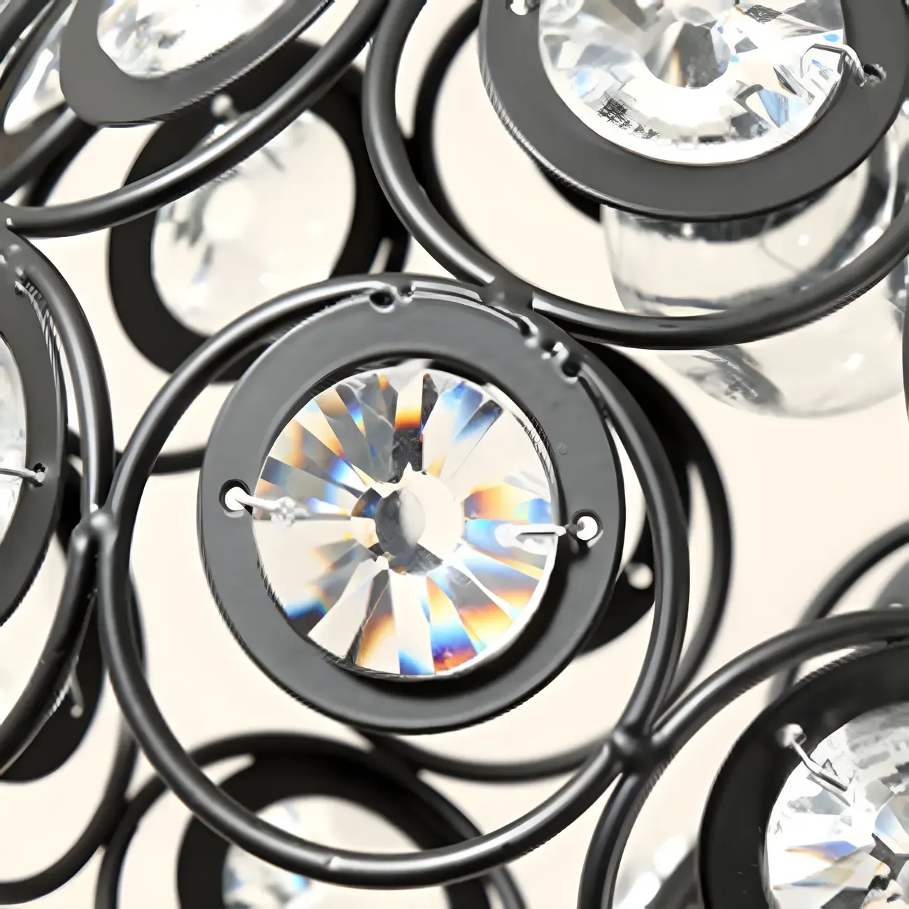 Industrial Hollow Dome Semi Flush Ceiling Light with Crystal